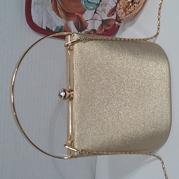 HANDBAG SHOULDER BAG SATIN WITH GOLD TONE HARDWARE - Picture 2 of 13